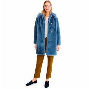 Blue faux fur coat